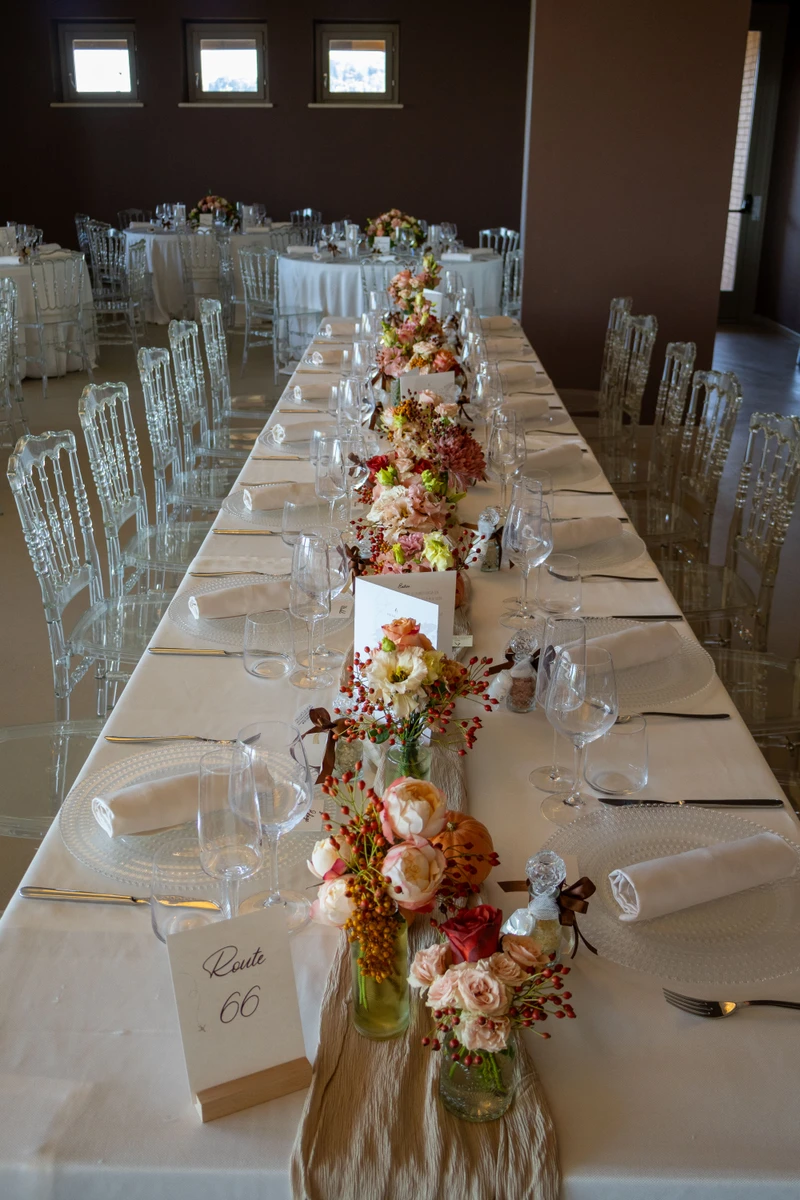 Allestimento floreale autunnale per matrimonio a Villa Anitori Relais & Spa