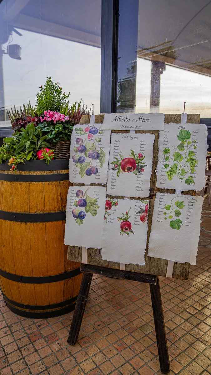 Floral design per matrimonio in vigna alle Cantine Moroder